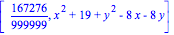 [167276/999999, x^2+19+y^2-8*x-8*y]